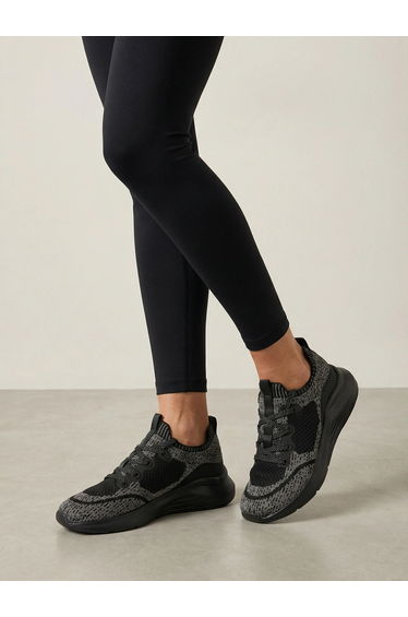 Women Black Textile Knit Sneakers