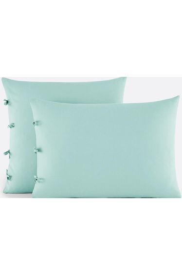 Scenario Plain Cotton Pillowcase with Tie Fastening