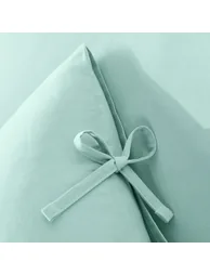 غطاء وسادة قطن سادة برباط إغلاق - 4