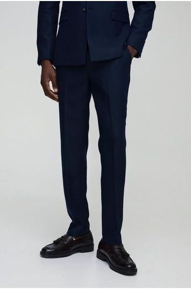 Slim Fit Herringbone Tailored Trouser - navy