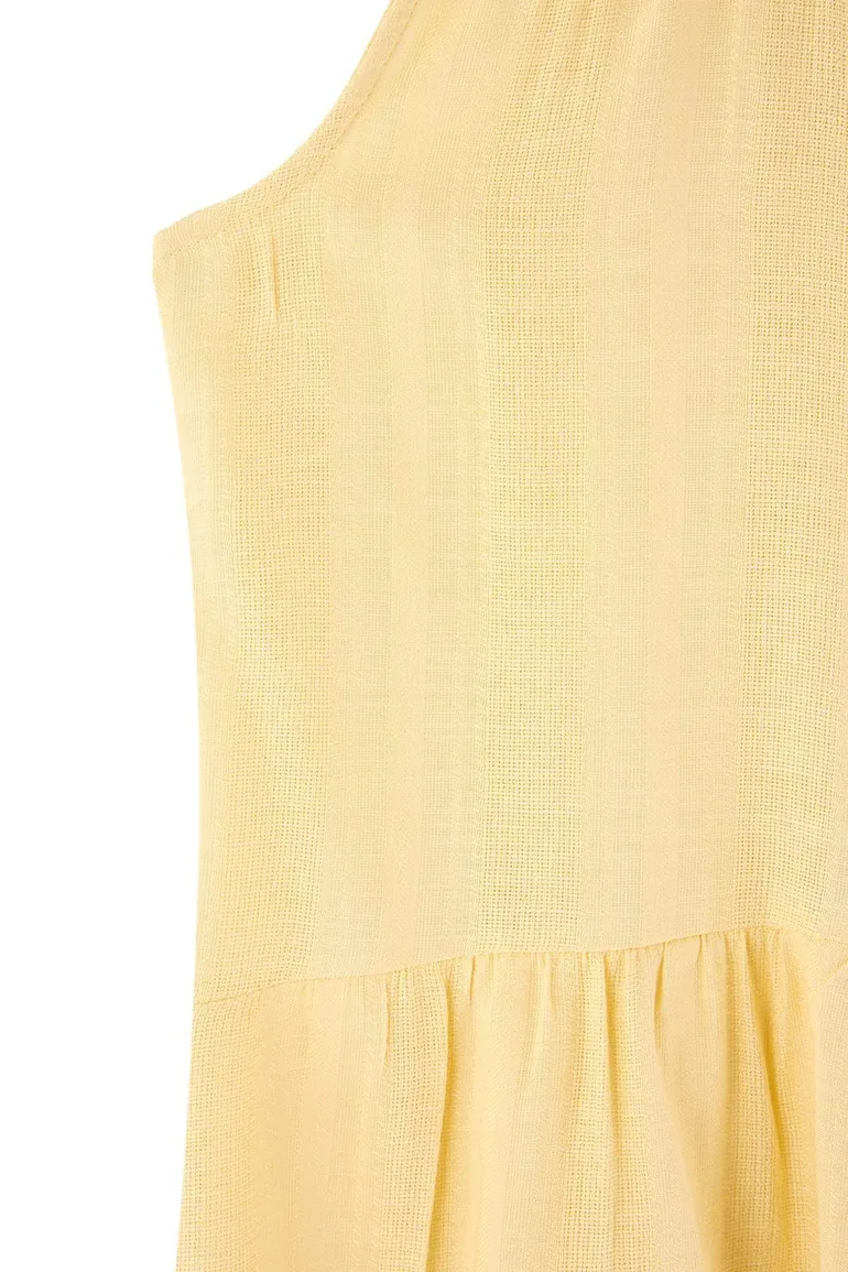 Yellow Linen-Look Woven Plus Size Blouse - 5