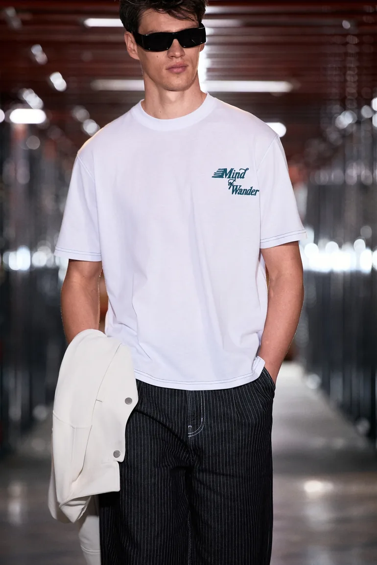 GRIMELANGE FARID Men 100% Organic Cotton Printed Detail Crew Neck Regular Fit White T-Shirt - 2