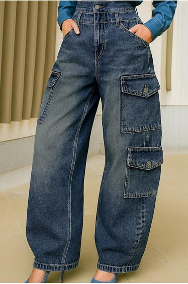 High Waisted Loose Buttoned Pockets Solid Color Split-Joint Jean Pants Bottoms