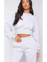 Tall Ash Grey Cropped Sweatshirt - 3