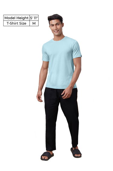 Men Blue Cotton T-Shirt