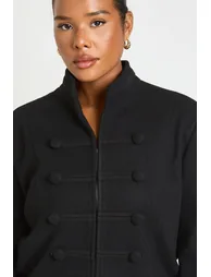 Plus Military Cropped Jacket - black - 3