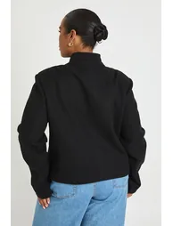 Plus Military Cropped Jacket - black - 1