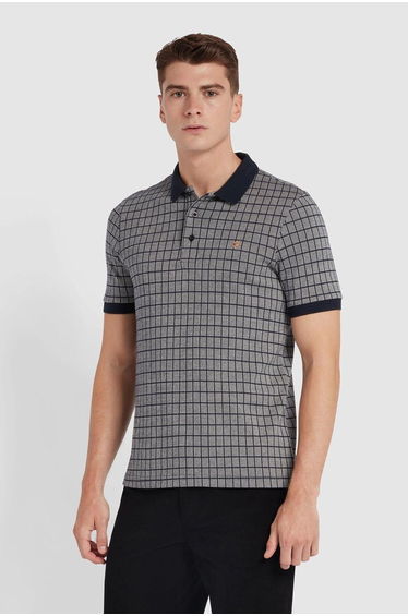 Rutland Short Sleeve Check Polo Shirt True Navy
