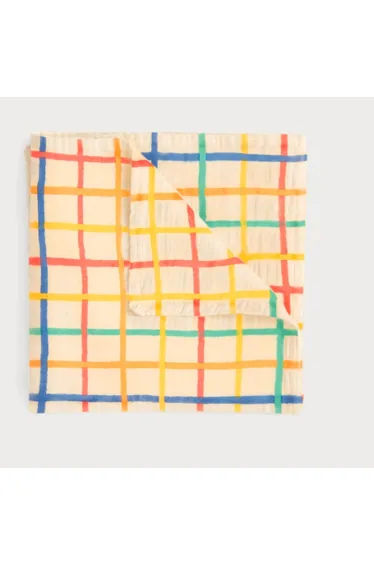 Ditto - Rainbow Check Large Muslin Swaddle Blanket