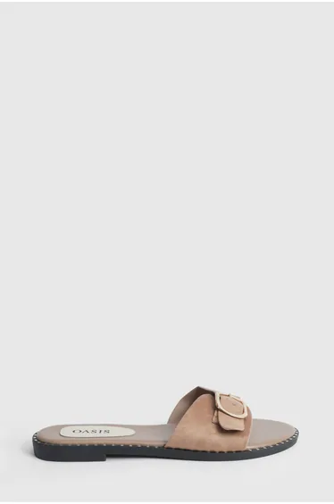 Billie Faux Suede Buckle Detail Sliders