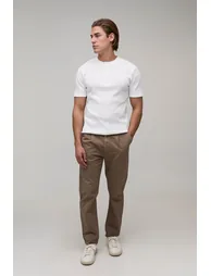 Essential Slim Fit Pleat Front Chino - taupe