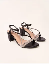Bling Strap Block Heels - 1