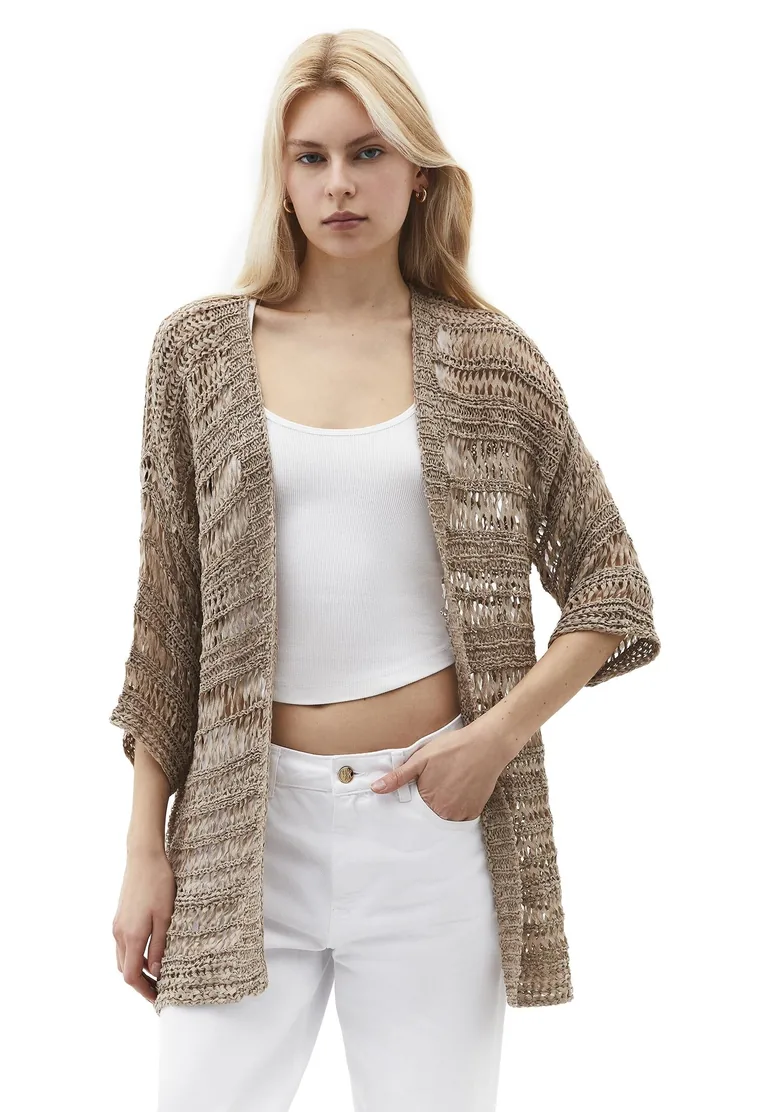 Comfortable Long Cardigan - OXFORD TAN - 1