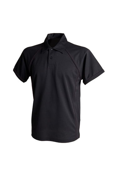 Finden & Hales Mens Piped Performance Polo Shirt - Black