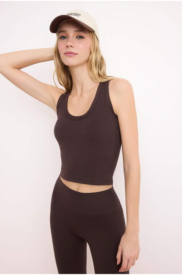 Brown Brushed Scuba Regular Blouse