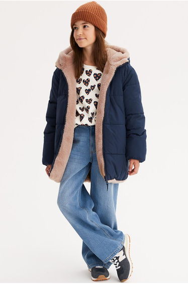 Warm Reversible Padded Jacket with Hood