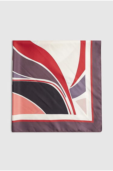 Red Print Large Square Hip Scarf