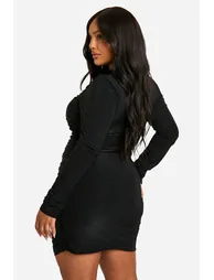 plus slinky Twist Detail Ruched Mini Dress - black - 2