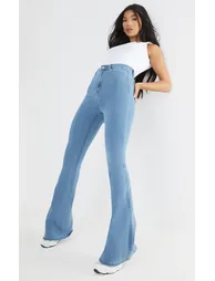 Blue 5 Pocket Stretch Flared Jeans