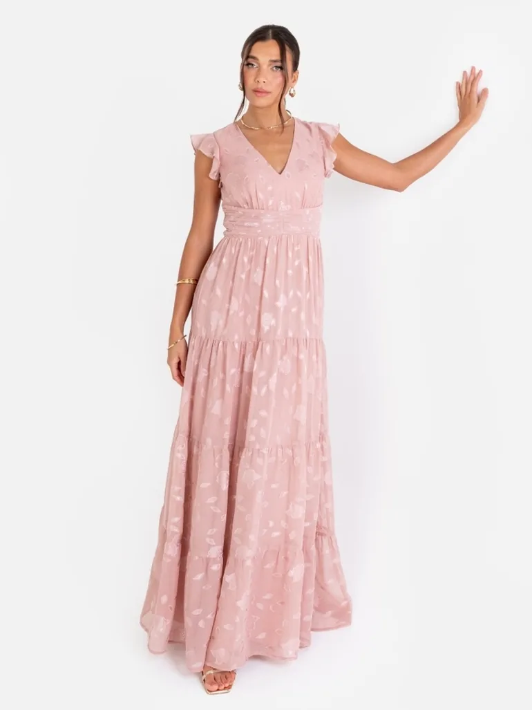 Maya Blush Floral Flutter Sleeve V Neck Dress Maya Deluxe Pink : Dresses : VogaCloset Iraq Maya Blush Floral Flutter Sleeve V Neck Dress Maya Deluxe Pink : Dresses : VogaCloset Iraq
