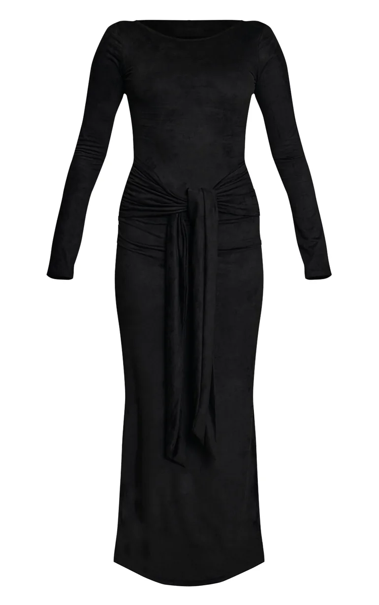 black long sleeve suede dress Black Dress - Long Sleeve Dress - Suede Dress - Fringe Dress - $68.00