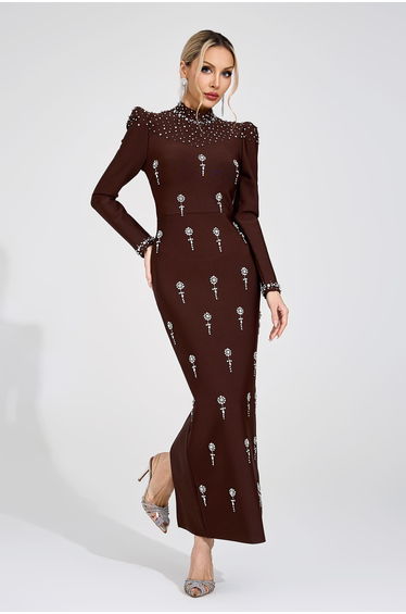 Anthea Brown Bandage Maxi Dress