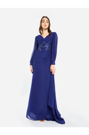 Women Flowing Cape Embellished Maxi Dress