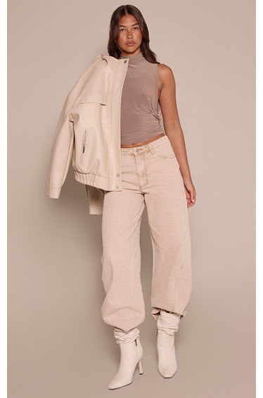 Mushroom Double Layered Slinky Side Cut Out Long Top