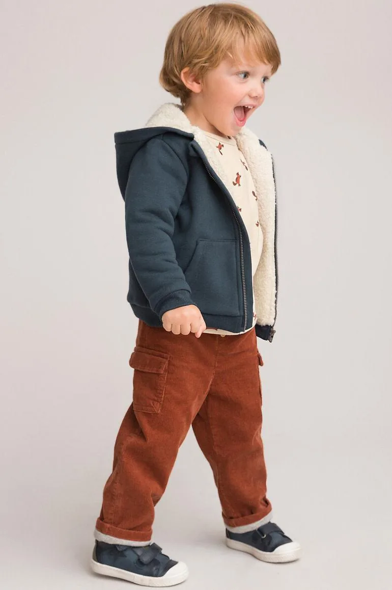 Cotton Mix Hooded Track Top with Warm Lining