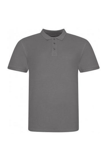 Awdis Mens Piqu Cotton Short-Sleeved Polo Shirt - Charcoal Grey