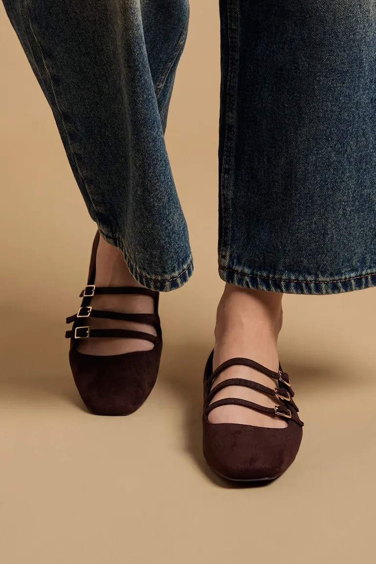 Madalena Faux Suede Multi MaryJane Ballet Pumps - 1