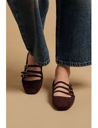 Madalena Faux Suede Multi MaryJane Ballet Pumps - 1