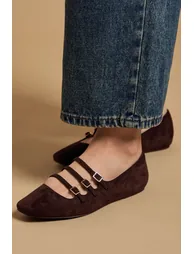 Madalena Faux Suede Multi MaryJane Ballet Pumps - 3