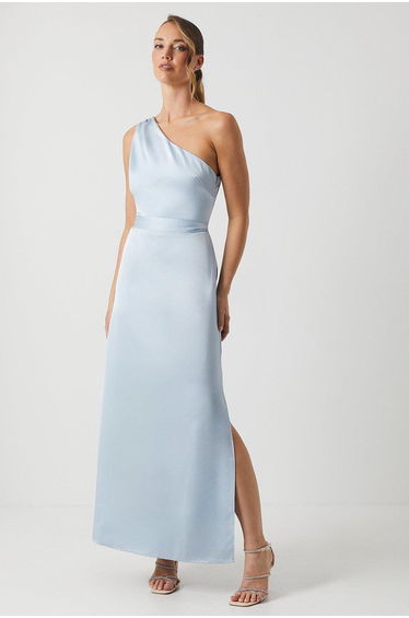 One Shoulder Satin Maxi Bridesmaid Dress