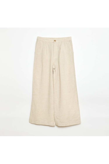 Wide-Leg Linen-Blend Trousers WHITE