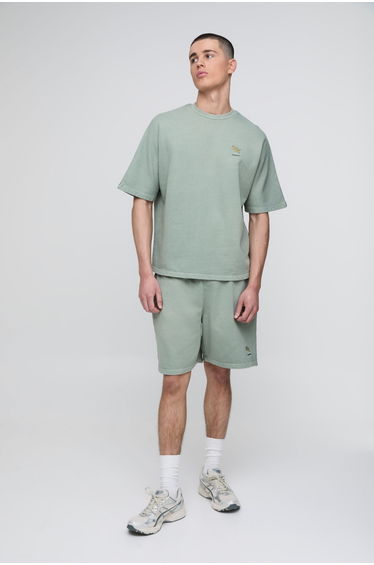 Baggy Fit Washed Embroidered Short - forest