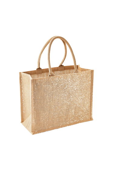 Westford Mill Metallic Shimmer Jute Shopper/Tote Bag (Pack of 2) - Natural Gold