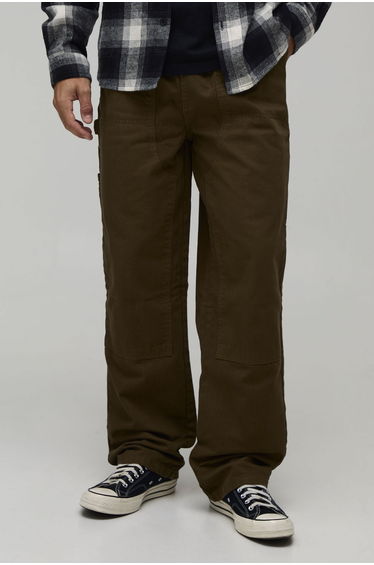 Relaxed Fit Elasticated Carpenter Trousers - olive