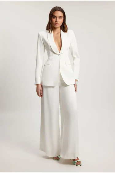 Petite Structured Satin Tailored Blazer