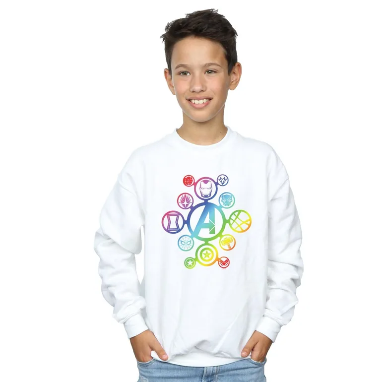Marvel Boys Avengers Infinity War Rainbow Icons Sweatshirt - White