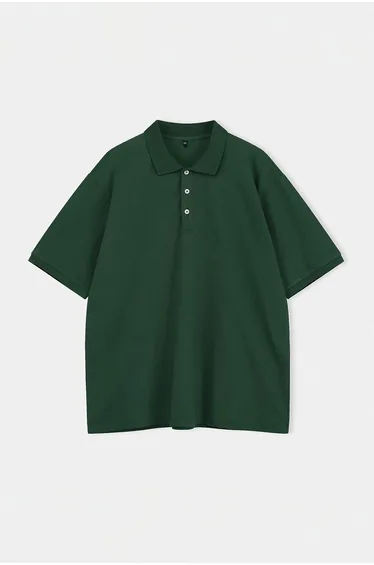 Big Size Green Regular Fit Basic 100% Cotton Polo Collar T-Shirt