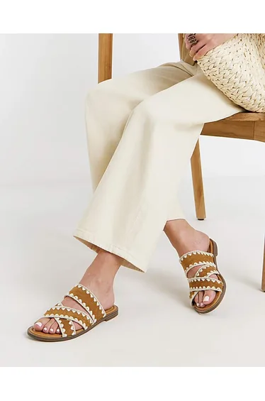 Whipstitch Flat Sandals Wide