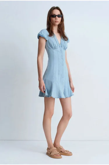 Dilvin Mini Denim A-line Dress