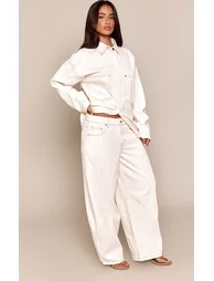 Petite Ecru Oversized Denim Shirt