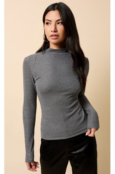 Pewter Shimmer High Neck Top