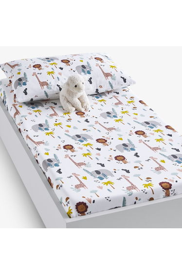 Henri Safari Animals 100% Organic Cotton Cot Fitted Sheet