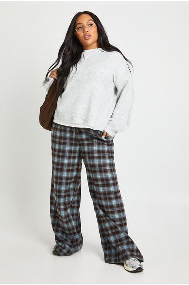 Plus Collared V Neck Knit Top - grey