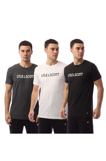 Men's Lyle And Scott Printed 3 Pack T-Shirt in Black