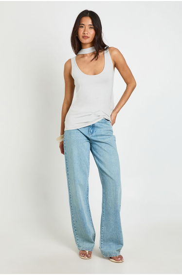 Scoop Vest With Neck Sacrf - ash grey