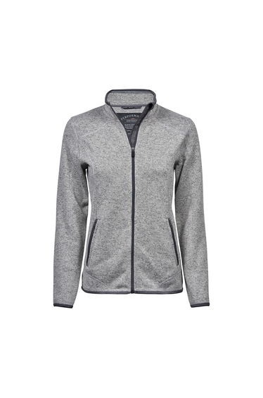 Tee Jays Womens/Ladies Knitted Outdoor Fleece Jacket - Grey Melange
